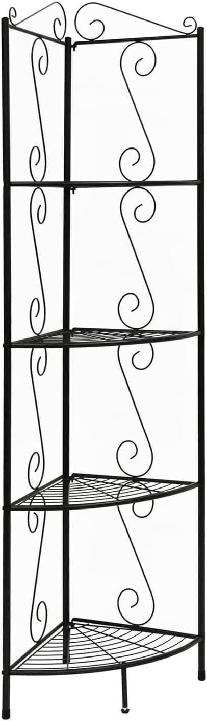 Industrial Brown Steel Corner Bookcase with Scroll Design