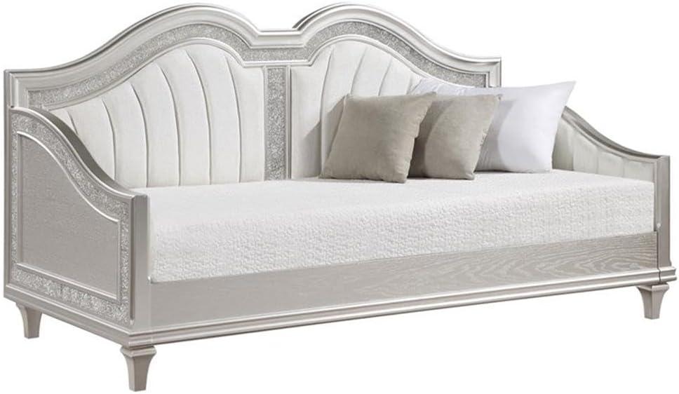 Coaster Evangeline Chenille Upholstered Twin Daybed in Silver Oak and Ivory