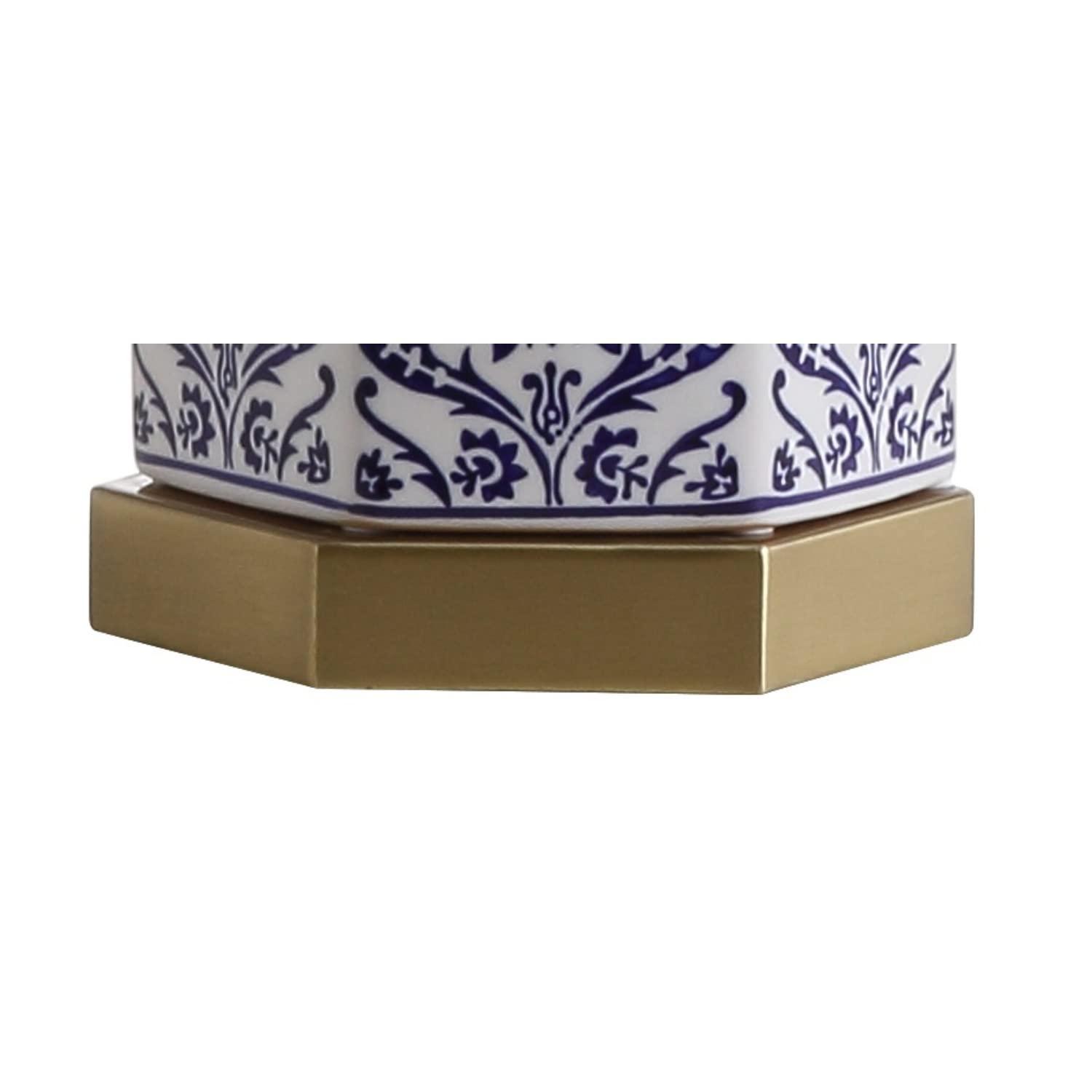 JONATHAN Y JYL3050A Diana 23.5" Ginger Jar Ceramic/Metal LED Table Lamp Classic Traditional Bedside Desk Nightstand Lamp for Bedroom Living Room Office College Bookcase LED Bulb Included, Blue/White