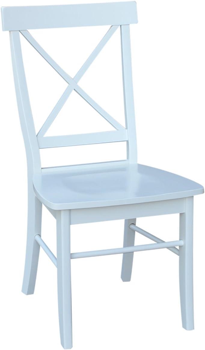 White High Cross Back Solid Wood Side Chair