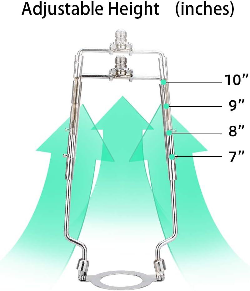 Adjustable Nickel Lamp Harp Holder Kit with Adapters