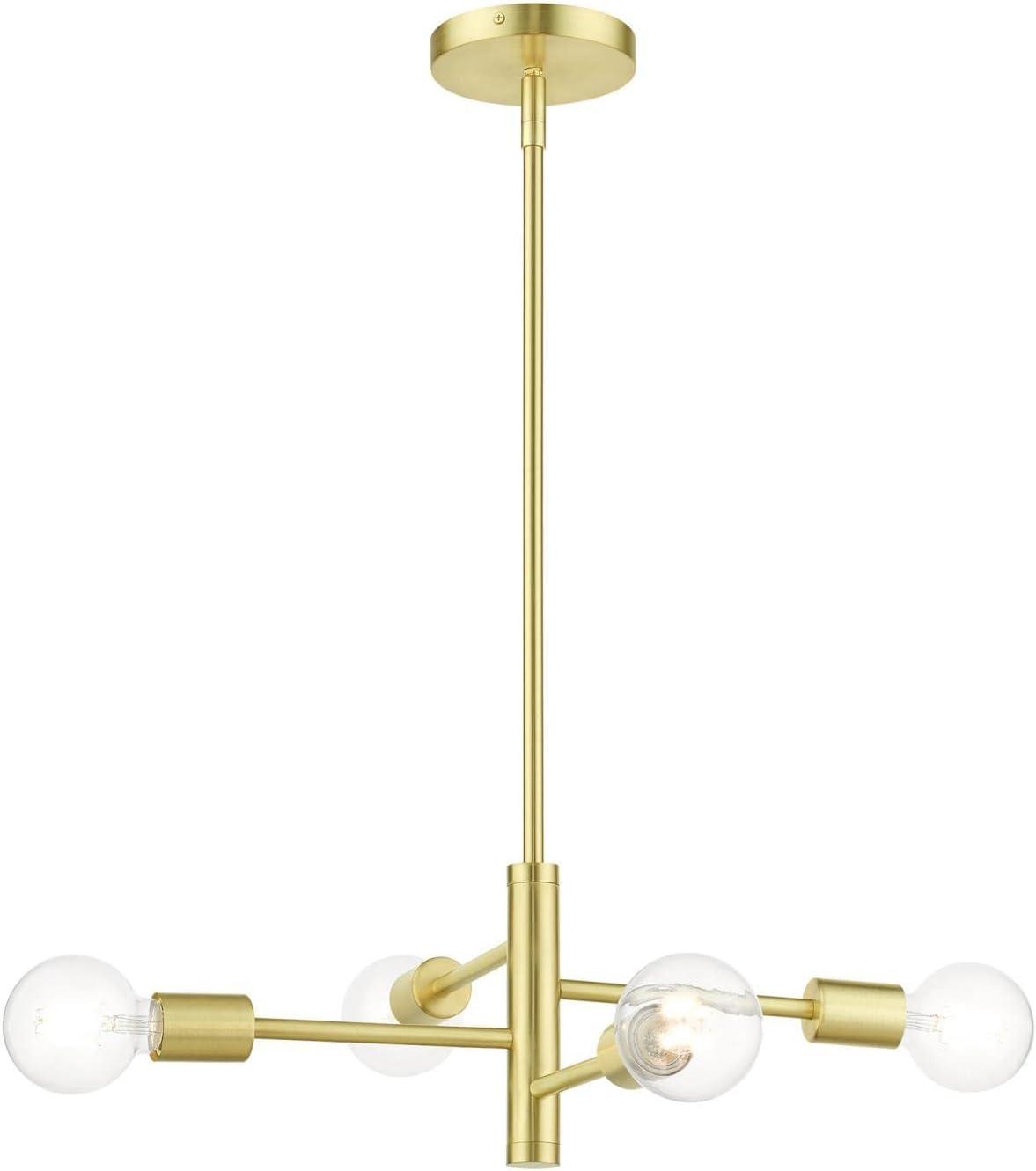 Satin Brass Mini 4-Light Asymmetrical Chandelier