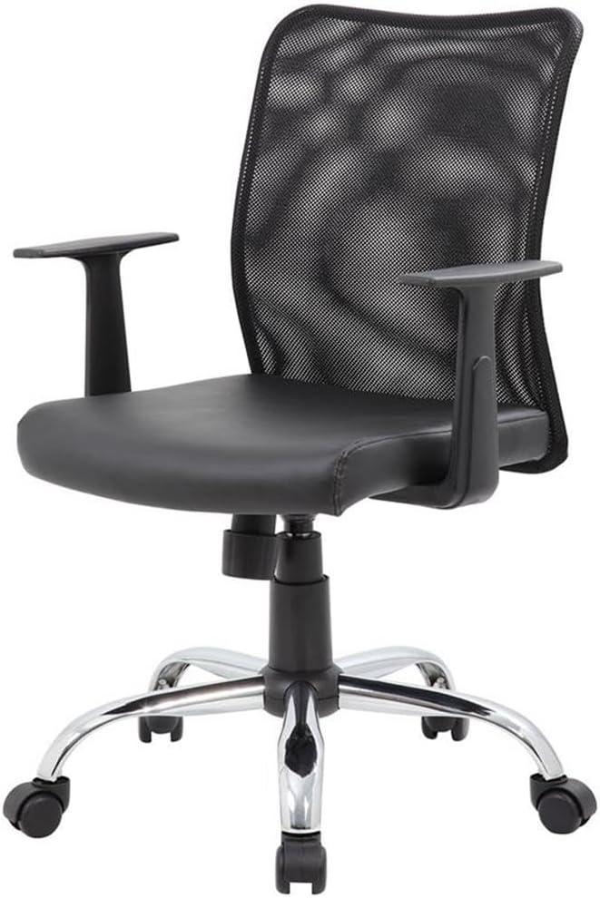Fixed Arm Budget Mesh Task Chair Black - Boss Office Products: Chrome Base, Pneumatic Lift, Locking Tilt Control