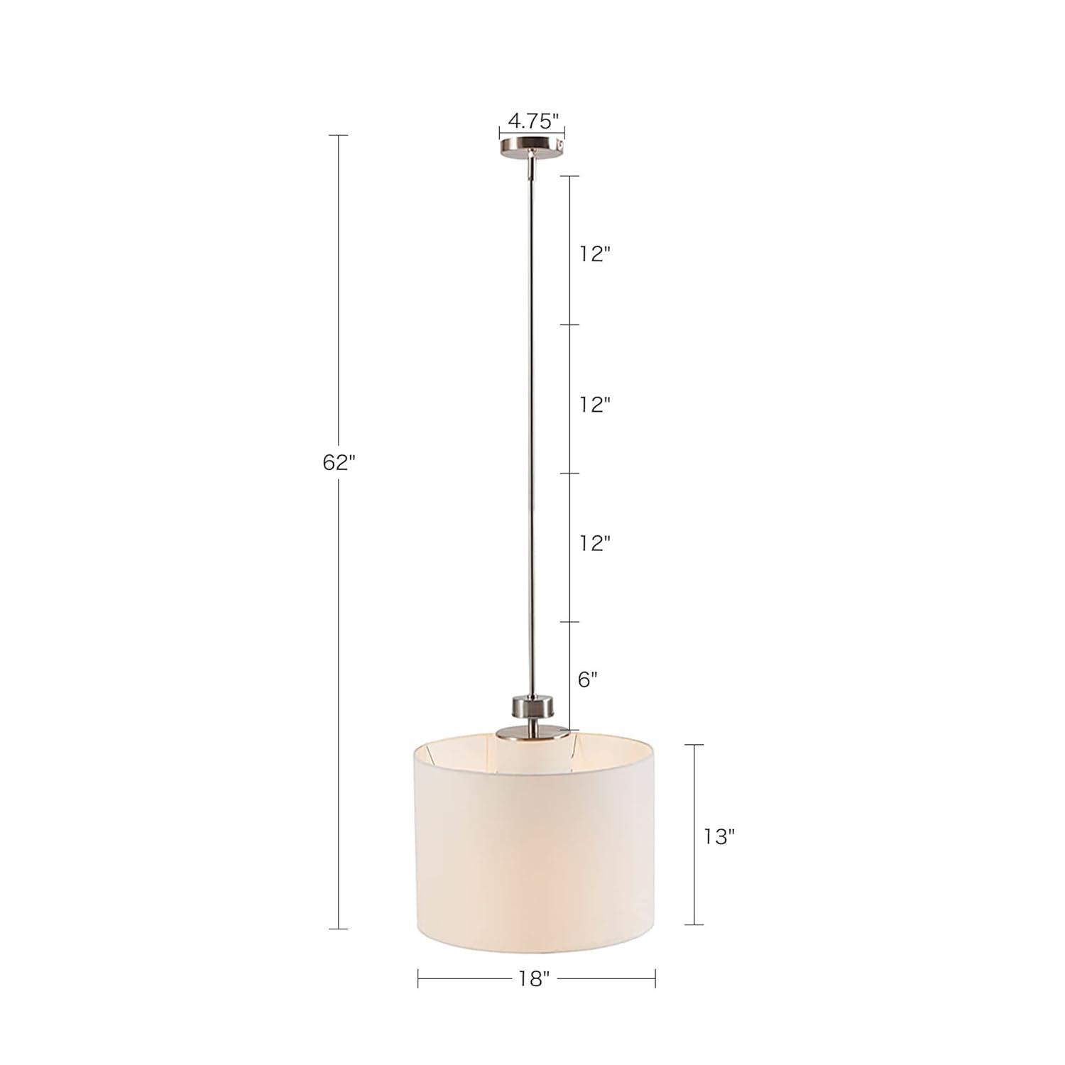 Urban Sophisticate White Linen & Glass LED Drum Pendant
