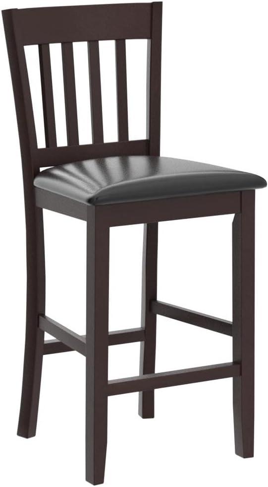 Topbuy Set of 4 Bar Stools Counter Height Pub Chairs w/ PU Leather Seat&Rubber Wood Legs