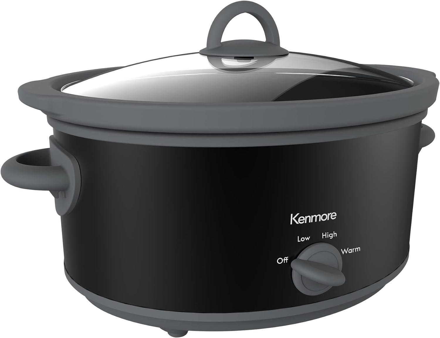 Kenmore Slow Cooker, 5 qt (4.7L), Easy to Use, Dial Control, Black