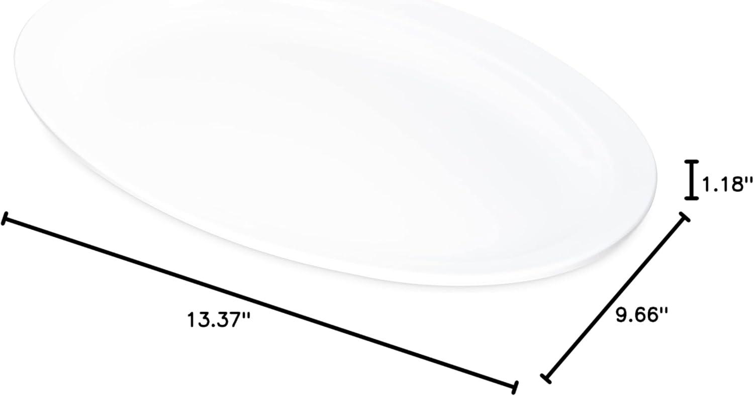 Carlisle FoodService Products Kingline Plastic Oval Platter Oval Tray for Home and Restaurant, Melamine, 13.5 Inches, White, (Pack of 12)