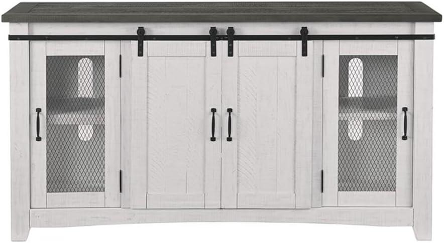 Martin Svensson Home Hampton Solid Wood TV Stand White Stain with Grey Stain Top