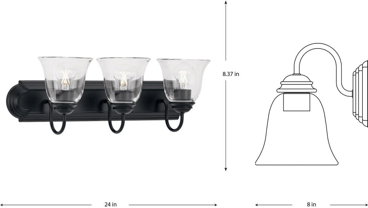 Progress Lighting, Calhoun Collection, 3-Light Vanity Light, Matte Black, Clear Glass, Material: Steel