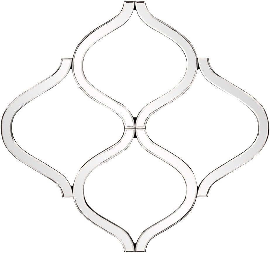 Howard Elliott Decorative Lattice Beveled Accent Wall Mirror Silver: Geometric, Interlocking, No Assembly Required, Wood Frame, Wall Mount