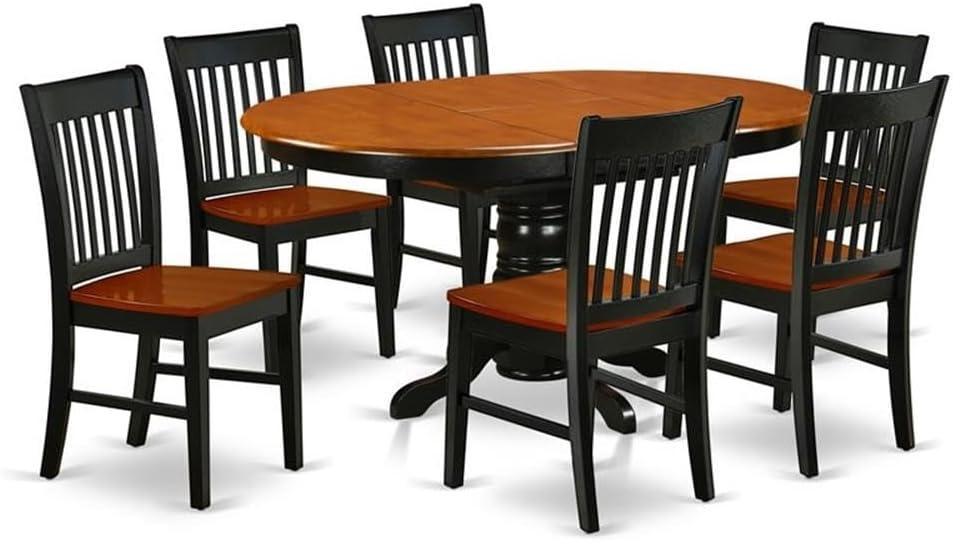 East West Furniture Kenley 7-piece Wood Dining Set in Black/Cherry