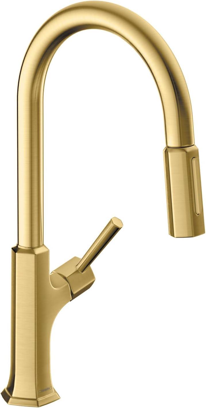 Brushed Gold Stainless Steel Kitchen Faucet with Pull-out Spray