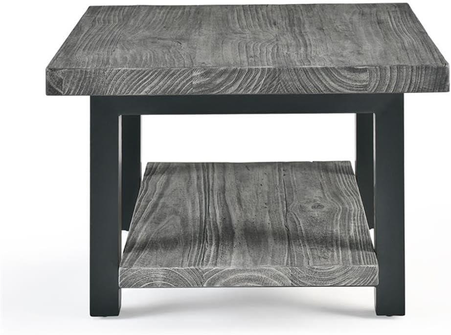 27" Pomona Metal and Reclaimed Wood Square Coffee Table Slate Gray - Alaterre Furniture