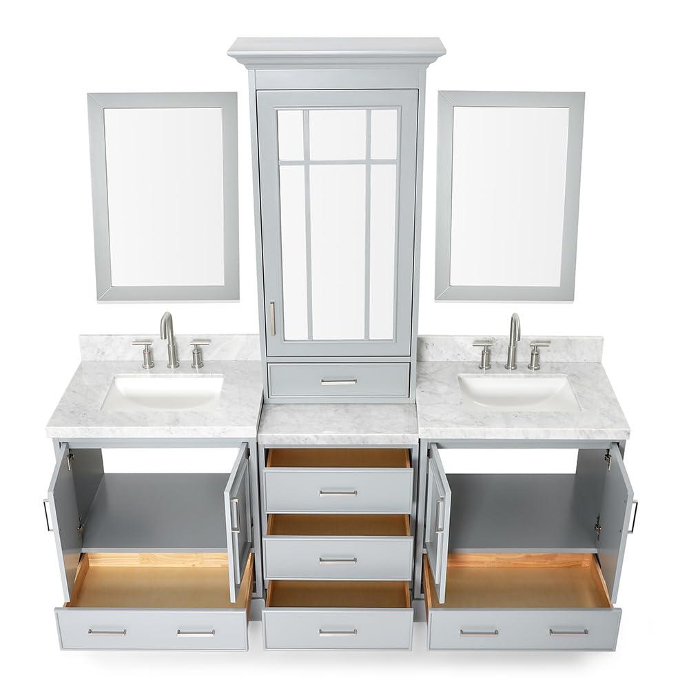 Ariel Stafford 85 in Double Sink Vanity Set in Espresso