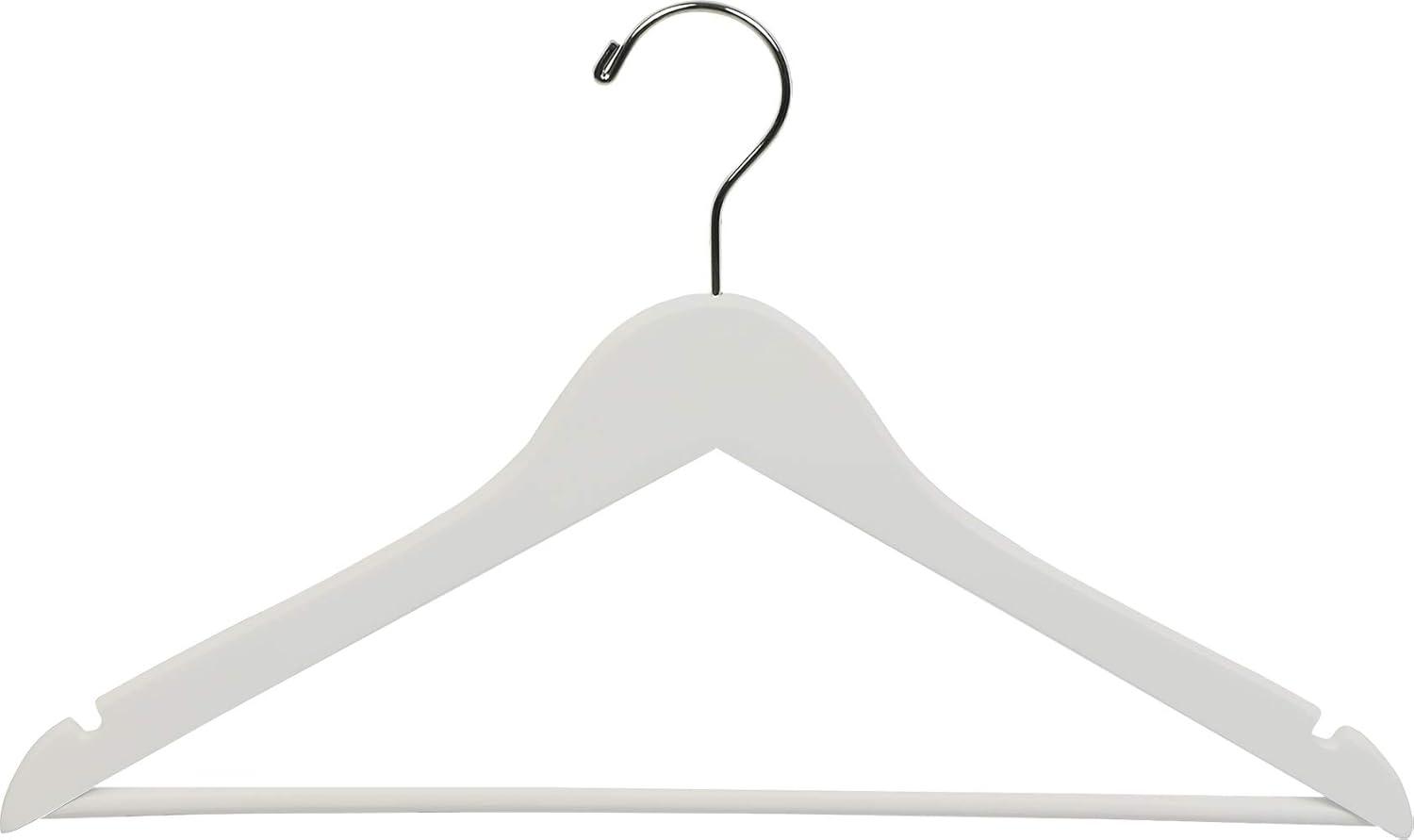 International Innovations White Wooden Suit Hangers with Bar (Box of 100)