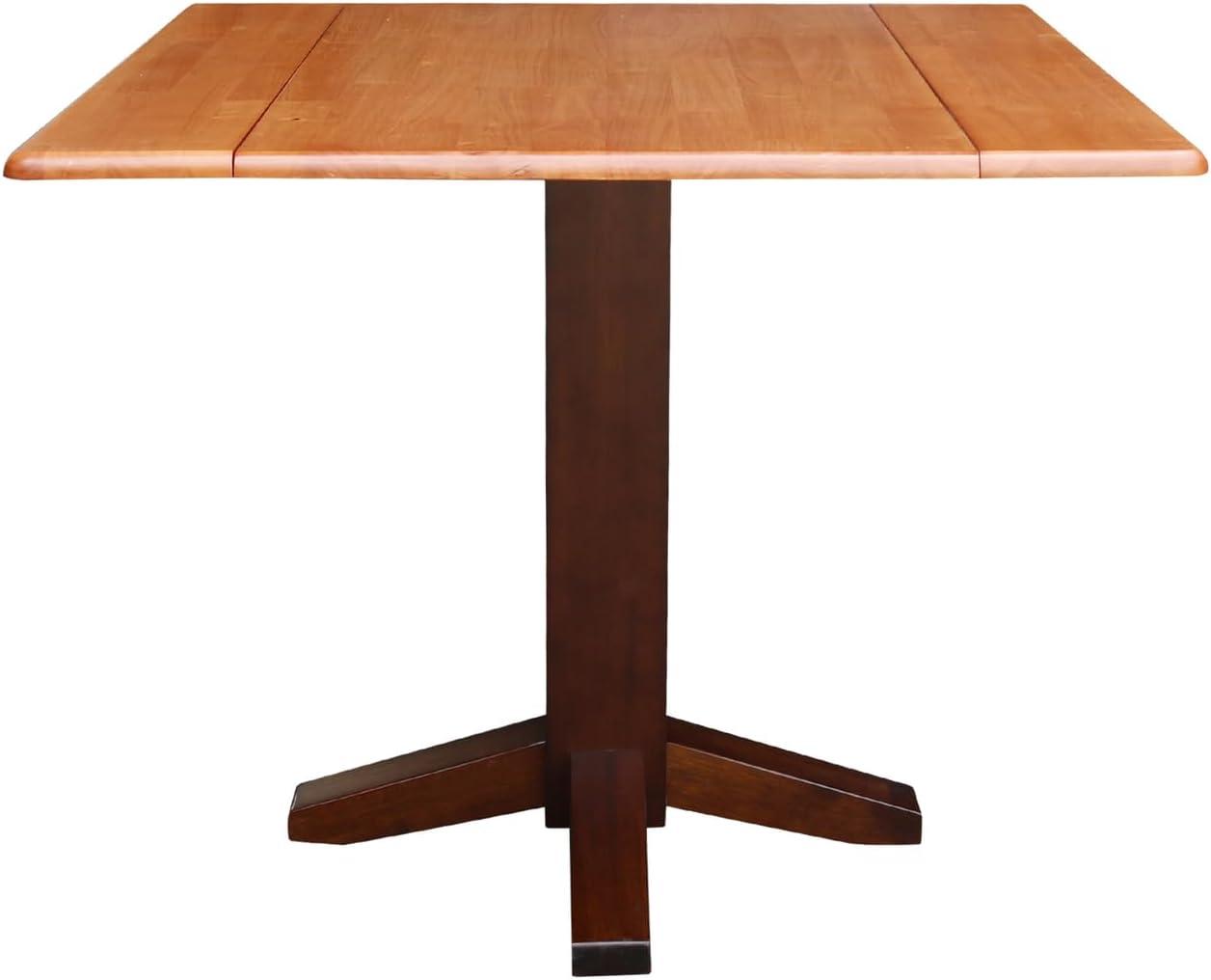 Cinnamon Espresso 36" Square Solid Wood Extendable Dining Table