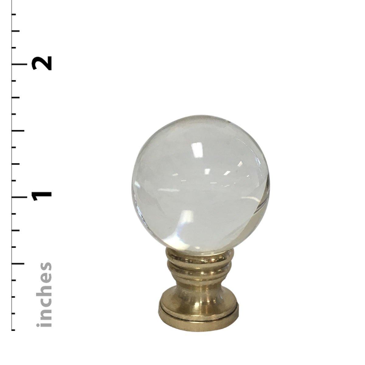 Royal Designs CCF-2016M-PB-2 Medium Clear Ball K9 Crystal Finial For Lamp Shade With Polished Brass Base, Set of 2