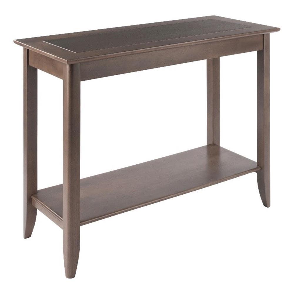 Santino Console Hall Table Oyster Gray - Winsome: Entryway Furniture with Shelf, Wood Veneer Sofa Table