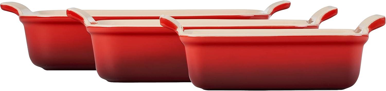 Cerise Red Stoneware Non-Stick Rectangular Baker Dish Set