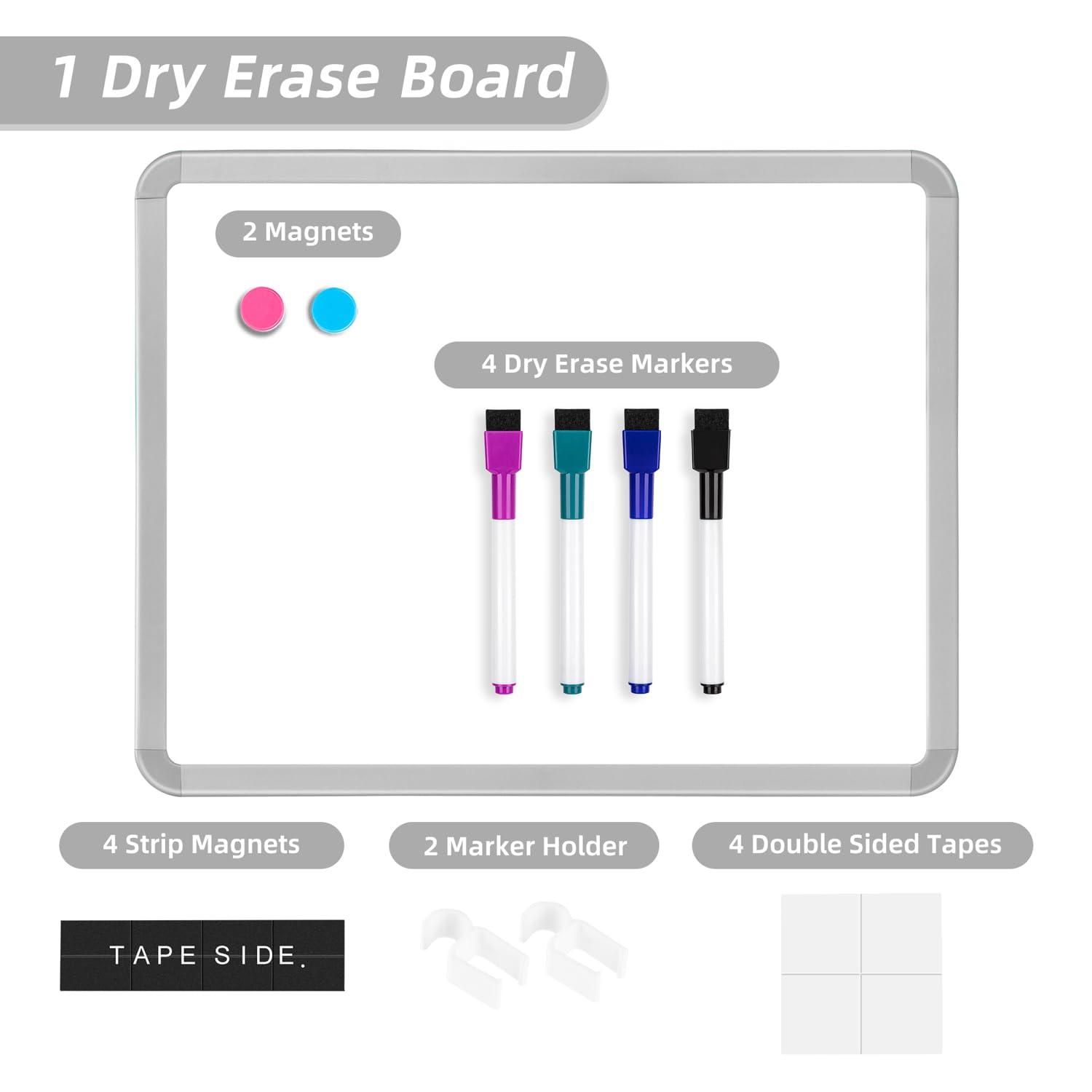 VUSIGN Small White Board Dry Erase, 14'' x 11'' Magnetic Dry Erase Board, Mini Whiteboard with Markers for Kids, Students, Fridge, Wall, Locker