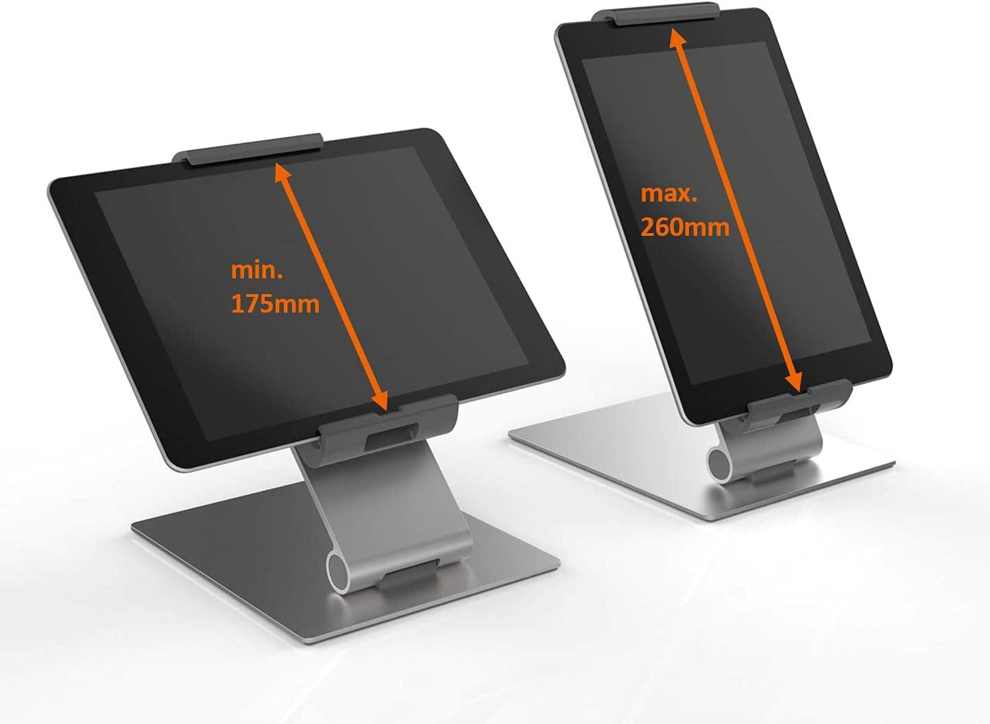 DURABLE Tablet Holder Desk Stand (7-13 Inches, 360 Degrees Rotation with Anti-Theft Device) Silver/Charcoal (893023)