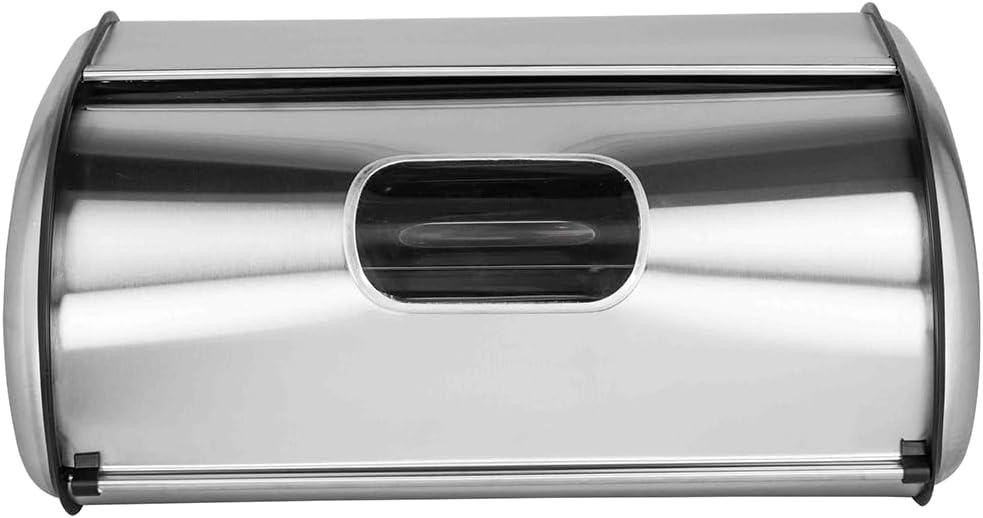 Stainless Steel Bread Box with Black Trim and Window