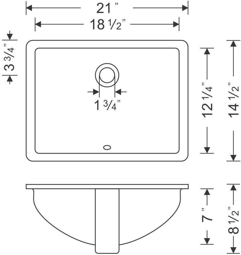 Wells Sinkware RTU2115-7W Wells Sinkware Rhythm Series 14.5'' Ceramic Rectangular Bathroom Sink with Overflow