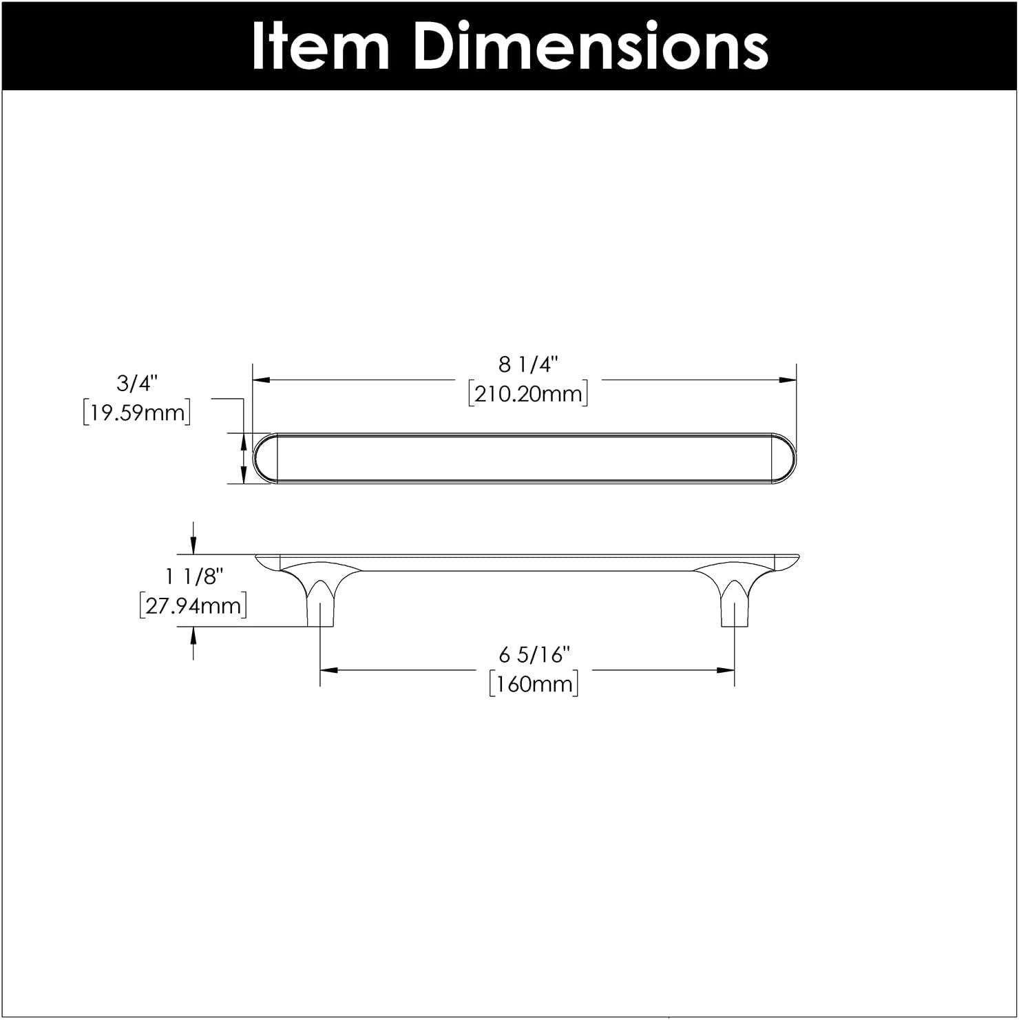 Maven Kitchen Cabinet Handles, Solid Core Drawer Pulls for Cabinet Doors, 6-5/16" (160mm)