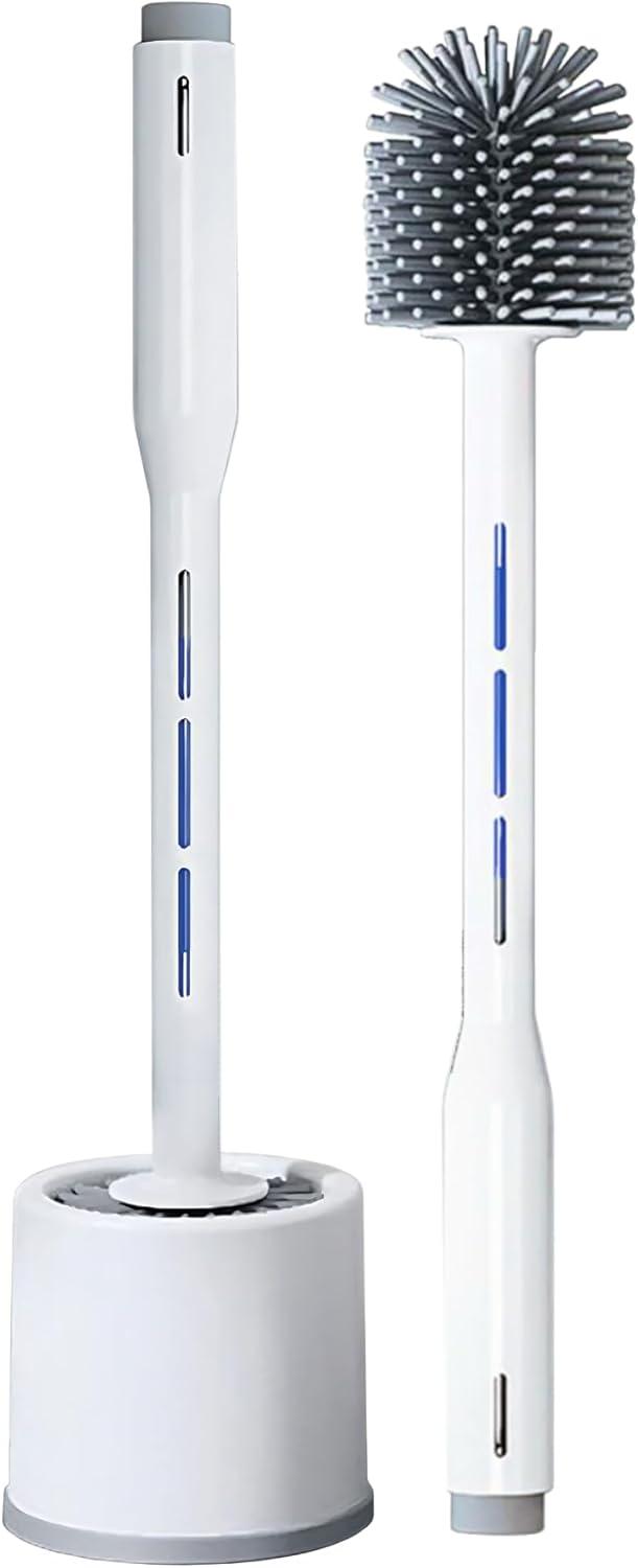 Toilet Bowl Brush, Toilet Brush with Cleaner in Handle, Silicone, NO Leaks, Toilet Brush and Holder Set, Optional Wall Mount
