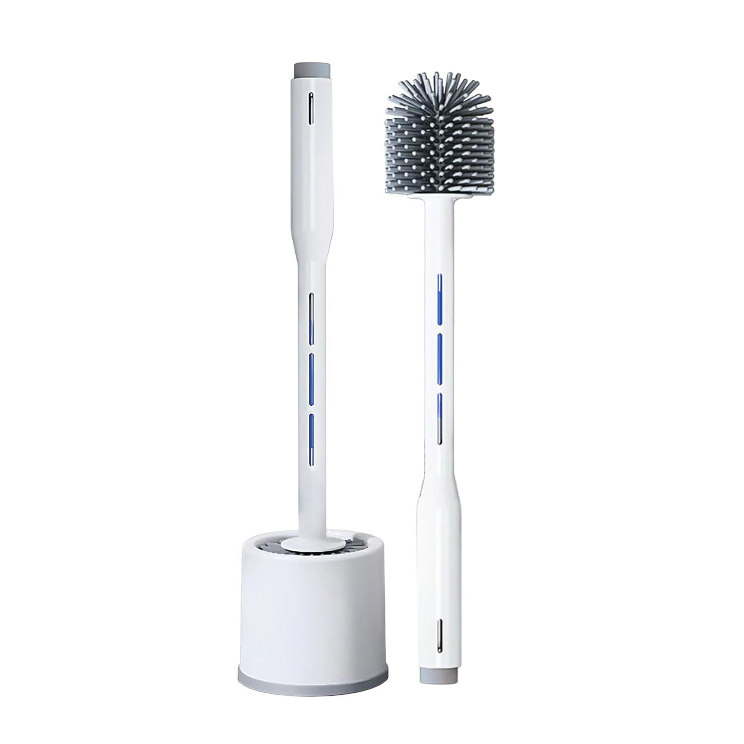 Toilet Bowl Brush, Toilet Brush with Cleaner in Handle, Silicone, NO Leaks, Toilet Brush and Holder Set, Optional Wall Mount