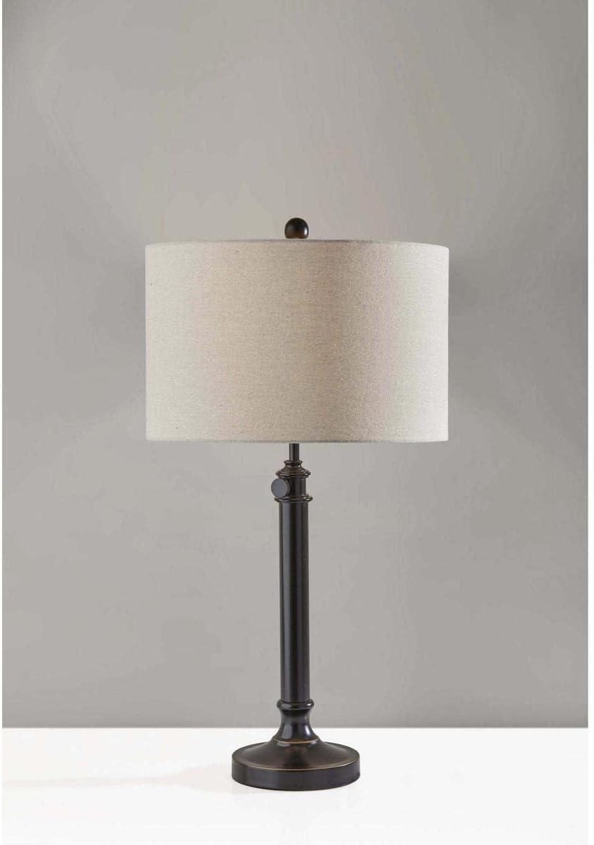 Adesso Barton Table Lamp Antique Bronze Oatmeal Linen