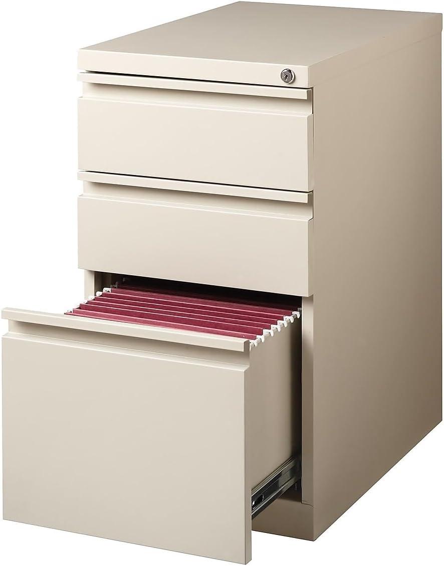 Staples 3-Drawer Mobile Pedestal File Cabinet Putty (20-Inch) 24871D