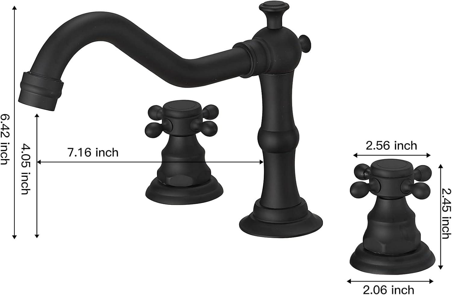 Matte Black 8-Inch Widespread 2-Handle Bathroom Faucet with Drain Kit