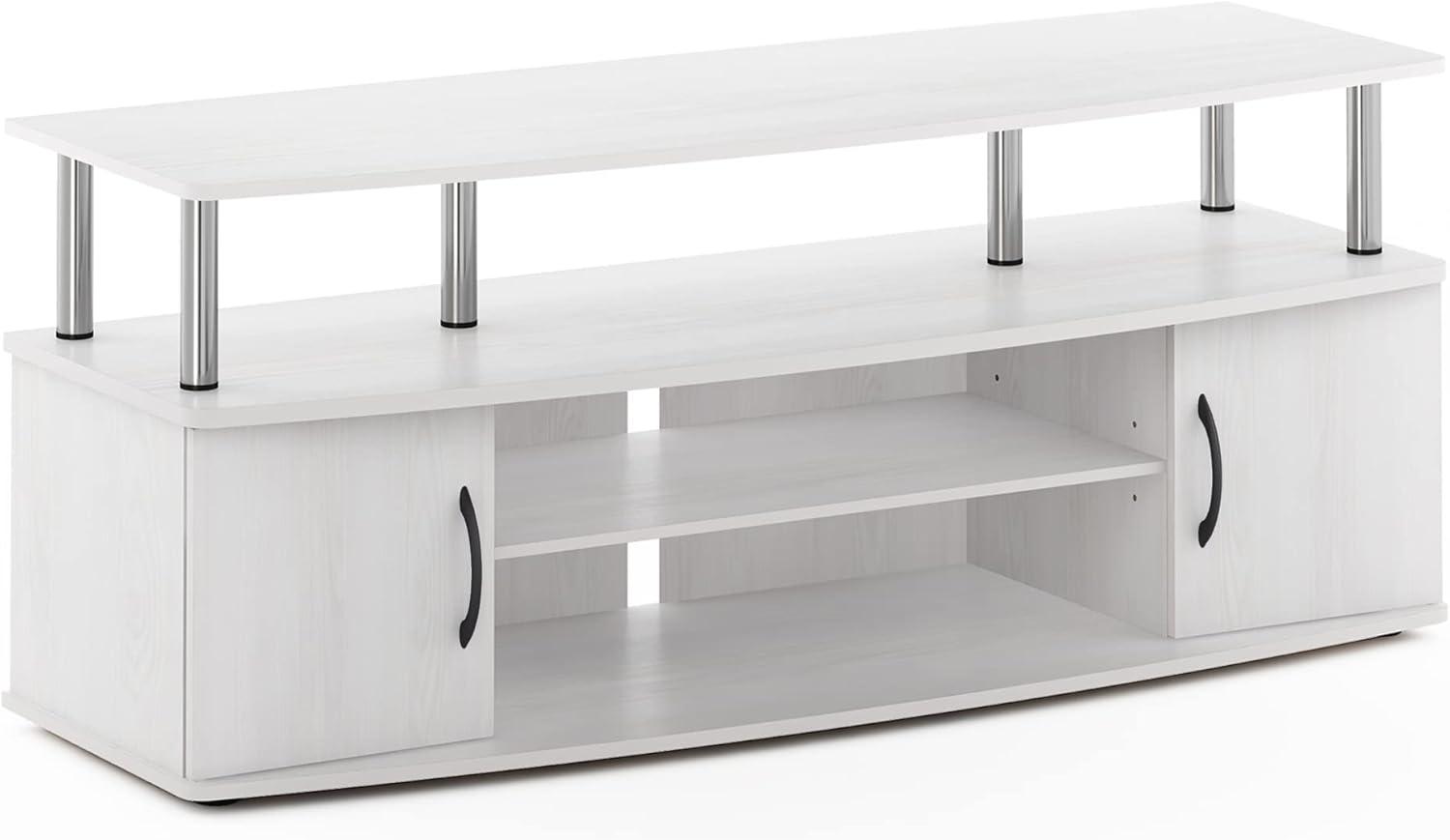 Furinno Modern TV Stand Media Entertainment Center for TV's up To 55" w/2-Door Storage Cabinet,White Oak