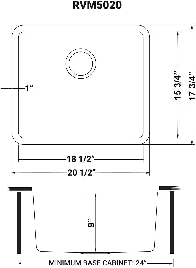 Modena 20-inch Stainless Steel Undermount Bar Sink