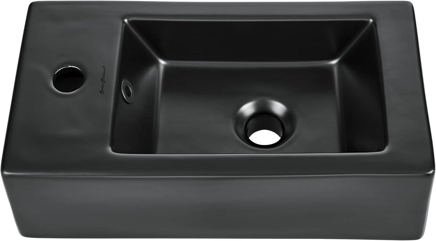 Voltaire 19.5 x 10 Rectangular Ceramic Wall Hung Sink with Left Side Faucet Mount