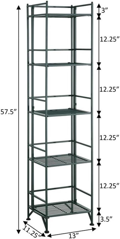 Convenience Concepts Xtra Storage 5 Tier Folding Metal Shelf, Forest Green