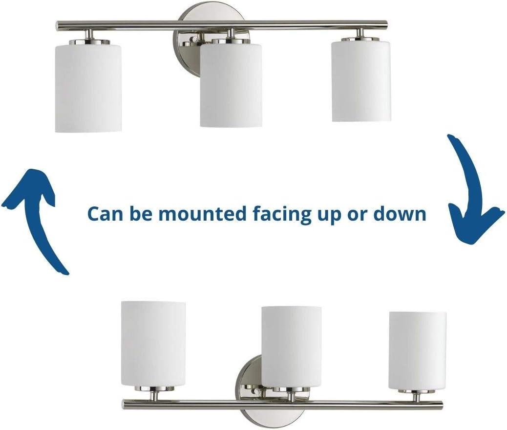 Progress Lighting Replay Collection 3-Light Bath Vanity, Polished Nickel, Shade Included