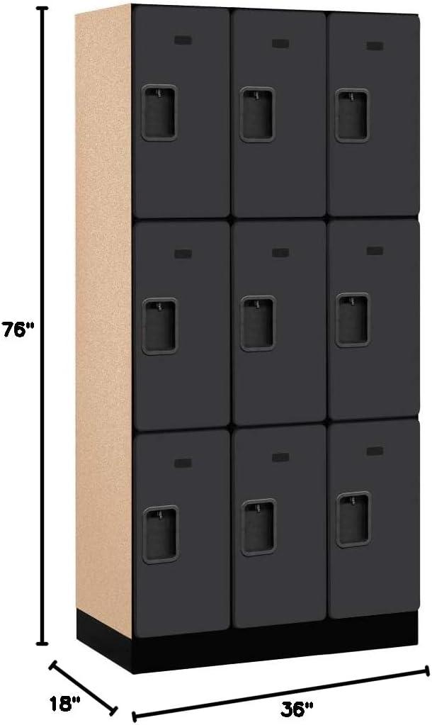 Black Triple Tier Lockable Wood Locker with Laminate Finish