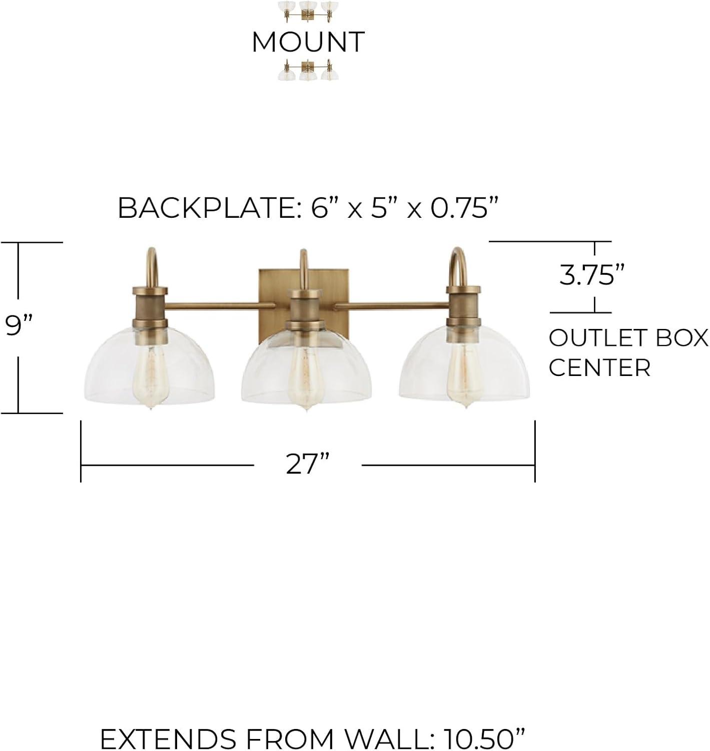 Capital Lighting Cassidy 3 - Light Vanity in  Aged Brass