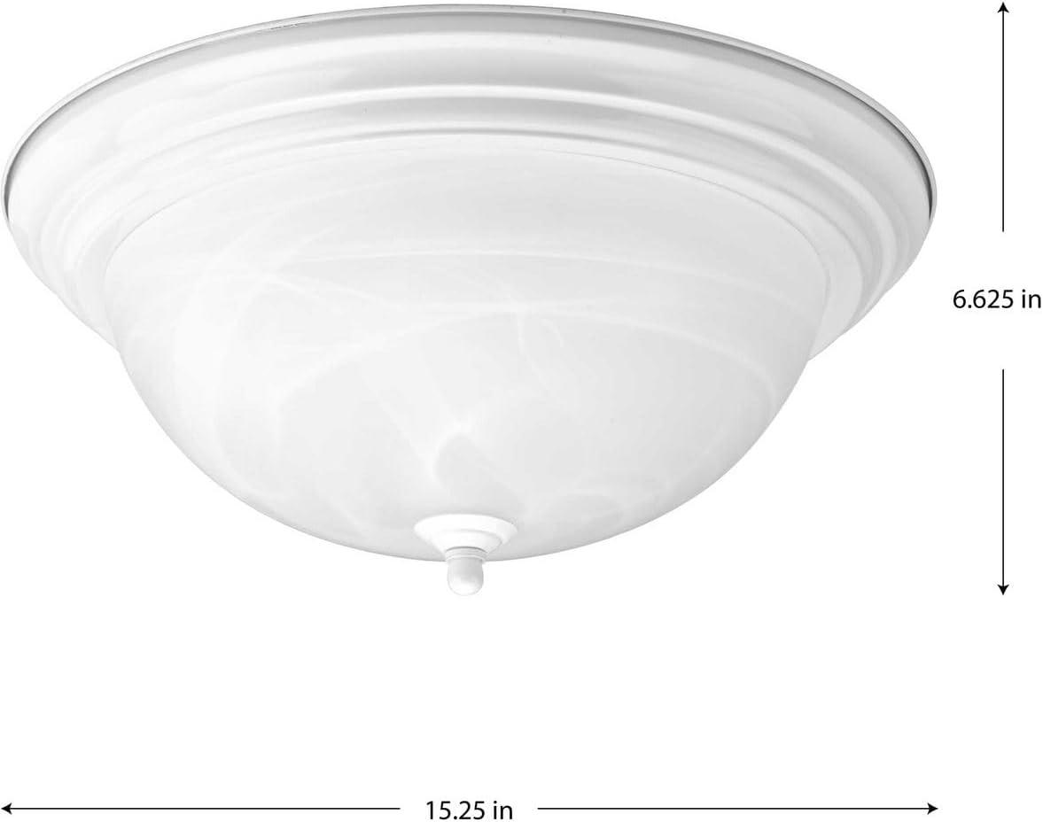 Progress Lighting Melon 3-Light Flush Mount, White Ceramic, Alabaster Glass, Brushed Nickel Finish