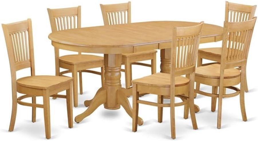 East West Furniture VANC7-OAK-W 7 Piece Dining Room Set Dining Table With A Leaf and 6 Dining Chairs