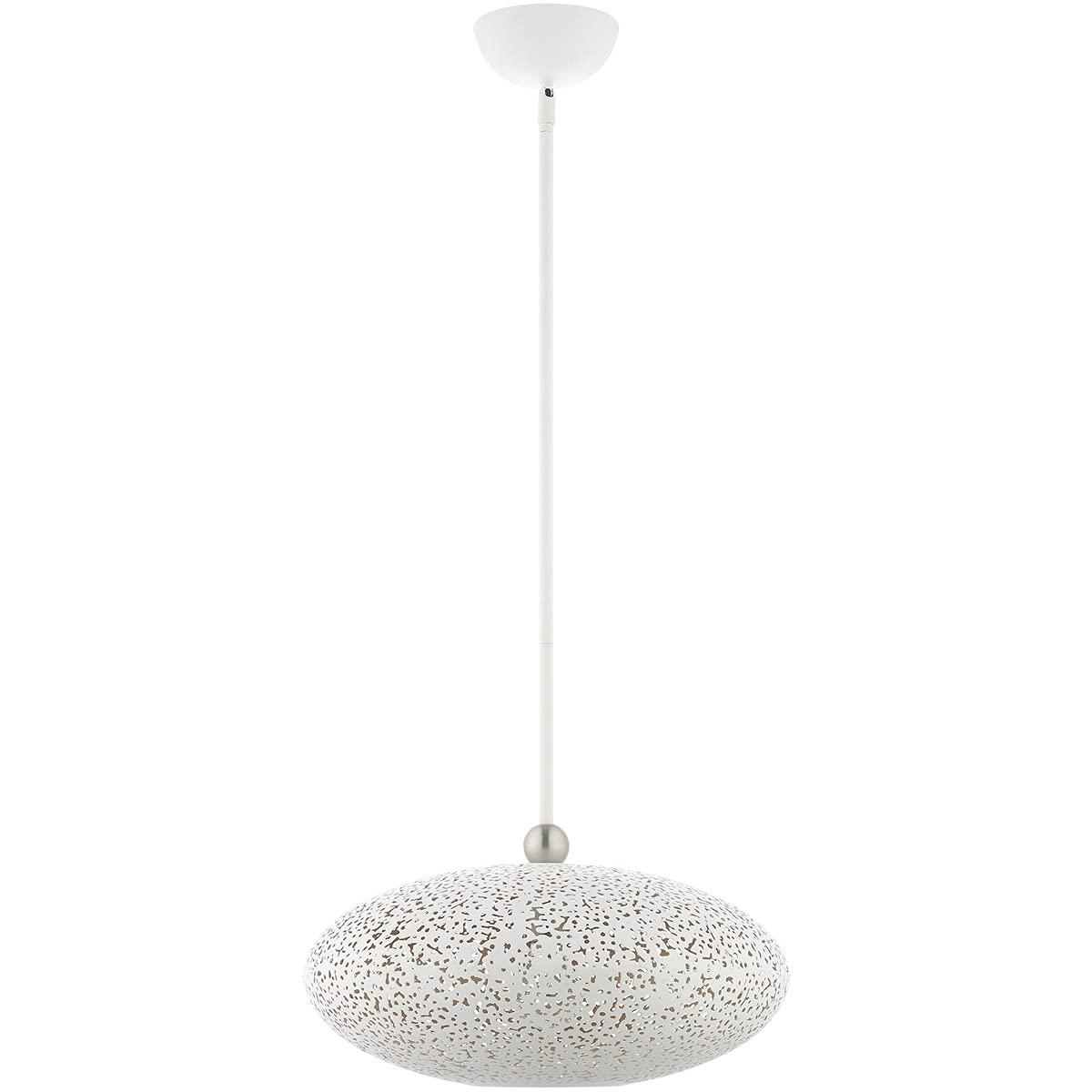 Livex Lighting Charlton 1 - Light Pendant in  White/Brushed Nickel