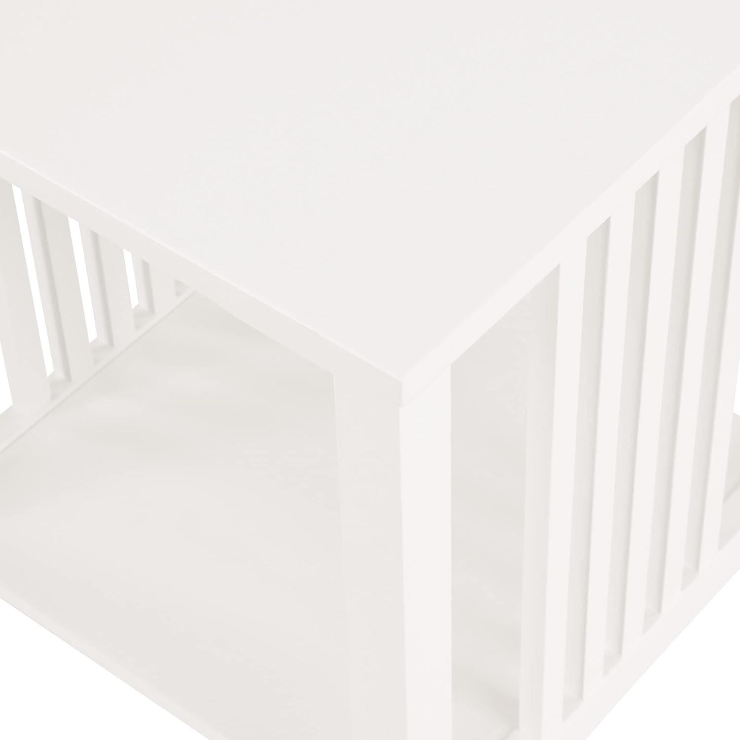 White Wood Mission Style Side Table with Shelf