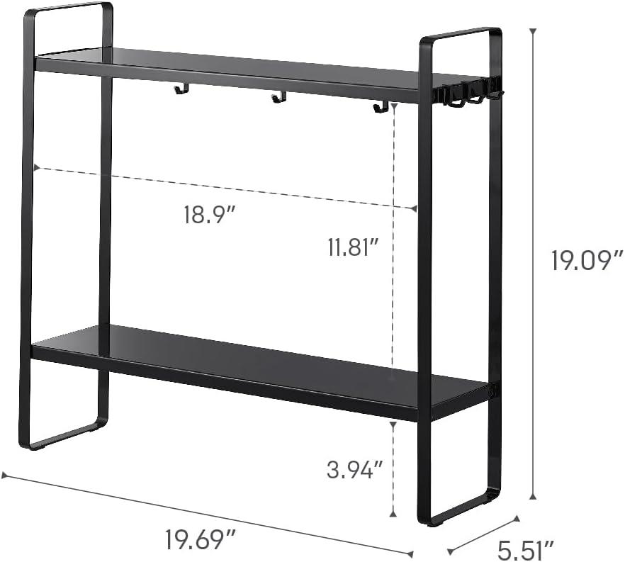 Black Steel Two-Tier Countertop Kitchen Storage Rack