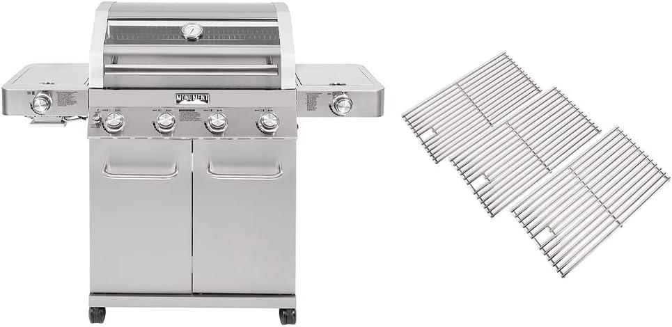 Monument Grills 24367 4-Burner Full Stainless Propane Gas Grill with 2 Side Burners