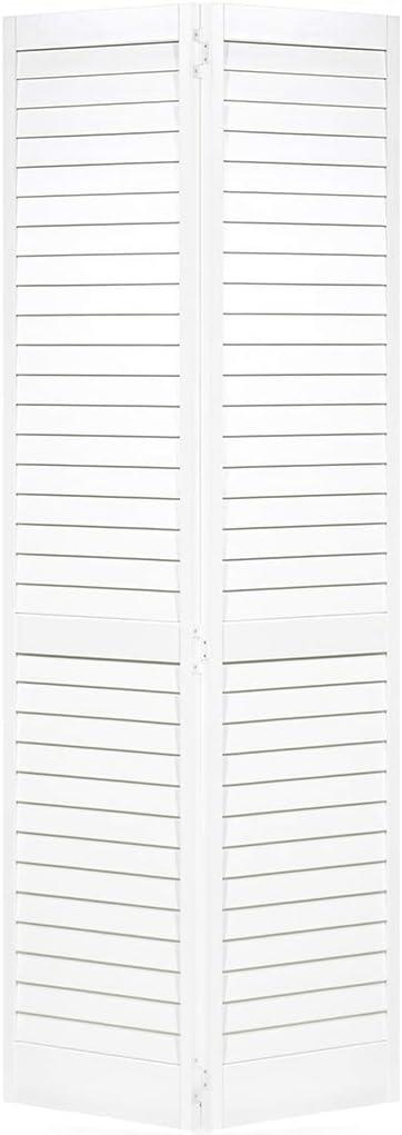 Kimberly Bay 28 in. x 80 in. Plantation Louvered Solid Core Painted White Wood Interior Closet Bi-Fold Door