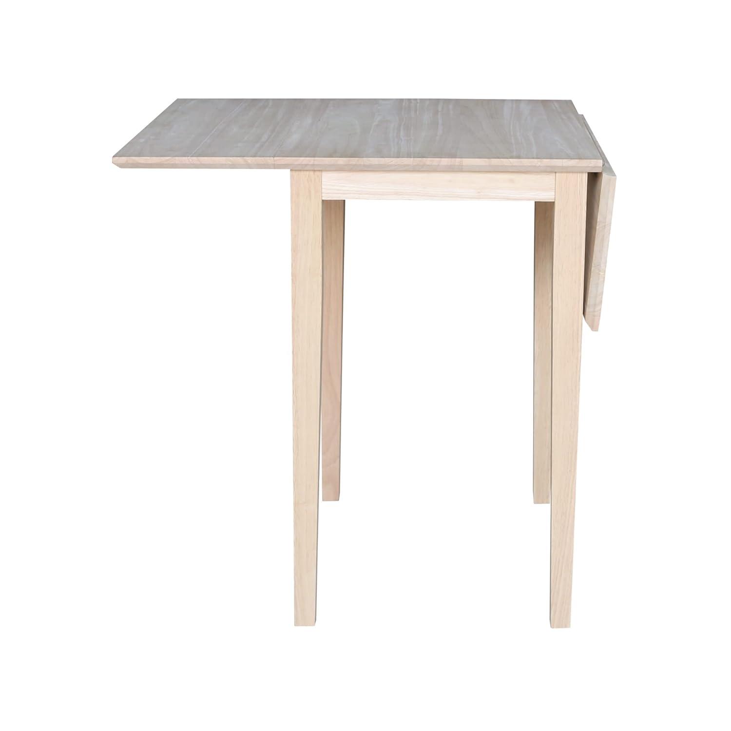 International Concepts Solid Wood Drop Leaf Casual Kitchen and Dining Table - Unfinished