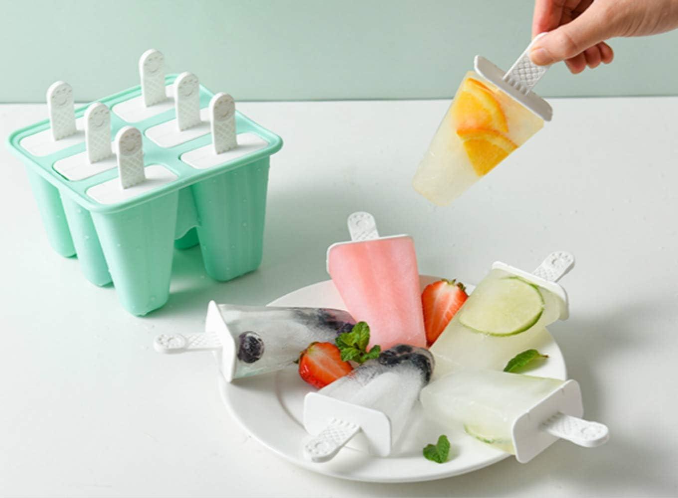 JUNYUI 6 Pieces Silicone Ice Reusable Easy Release Ice Make Ice Cube Mold Mint Green One Size