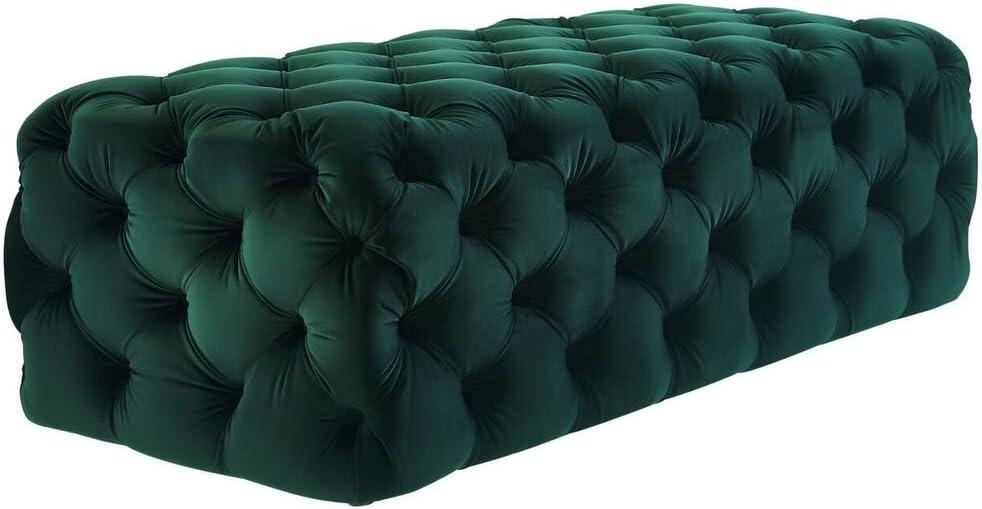 TOV Furniture Kaylee Jumbo Green Velvet Ottoman